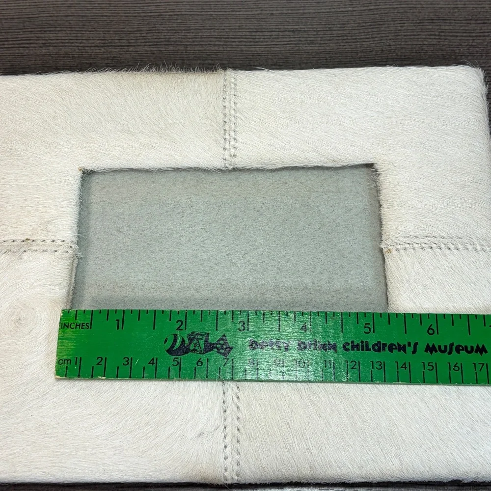 Set of 2 Gray Cream Natural Cowhide Photo Picture Frame 8 x 10. 9.5 x 7.5 - NWOT